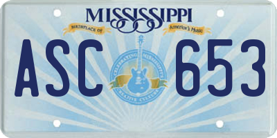 MS license plate ASC653