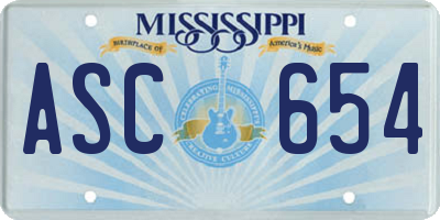 MS license plate ASC654