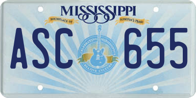 MS license plate ASC655