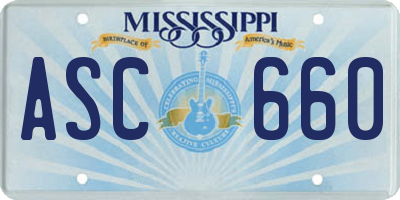 MS license plate ASC660
