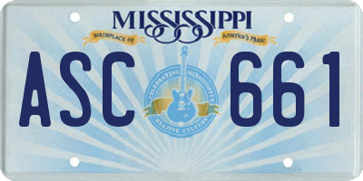 MS license plate ASC661