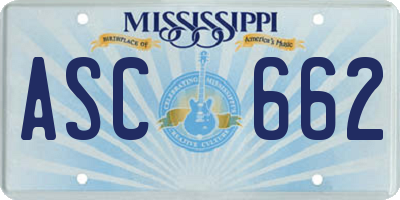 MS license plate ASC662