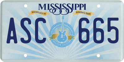 MS license plate ASC665