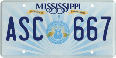MS license plate ASC667