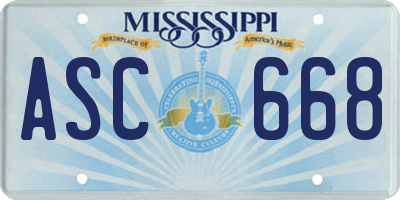 MS license plate ASC668
