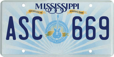 MS license plate ASC669
