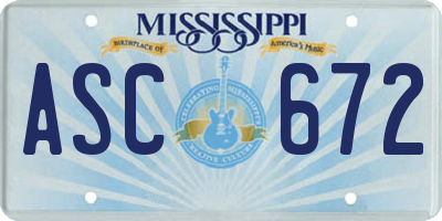 MS license plate ASC672