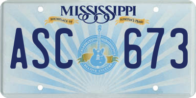 MS license plate ASC673