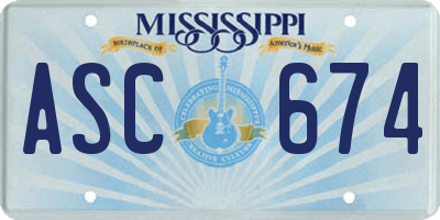 MS license plate ASC674