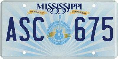 MS license plate ASC675