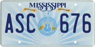 MS license plate ASC676