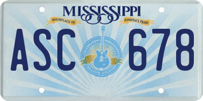 MS license plate ASC678