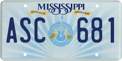 MS license plate ASC681