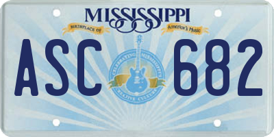 MS license plate ASC682