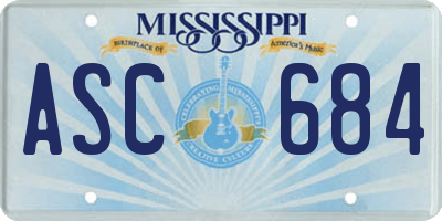 MS license plate ASC684