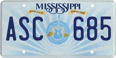 MS license plate ASC685