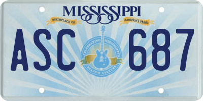 MS license plate ASC687
