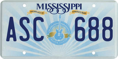 MS license plate ASC688