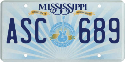 MS license plate ASC689
