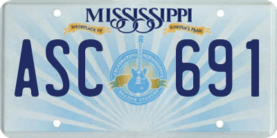 MS license plate ASC691