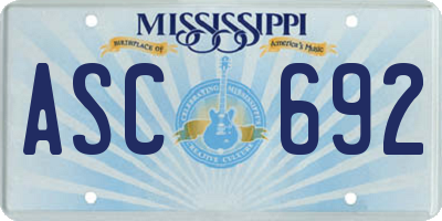 MS license plate ASC692