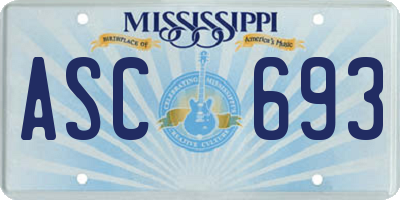 MS license plate ASC693