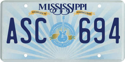MS license plate ASC694