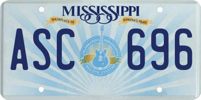 MS license plate ASC696