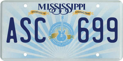 MS license plate ASC699