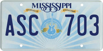 MS license plate ASC703