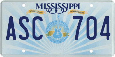MS license plate ASC704