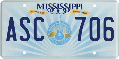MS license plate ASC706
