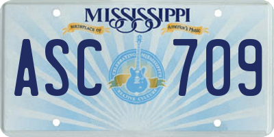 MS license plate ASC709