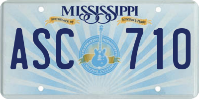 MS license plate ASC710