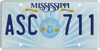 MS license plate ASC711