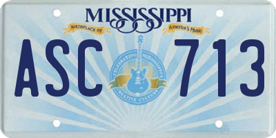 MS license plate ASC713
