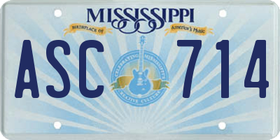 MS license plate ASC714