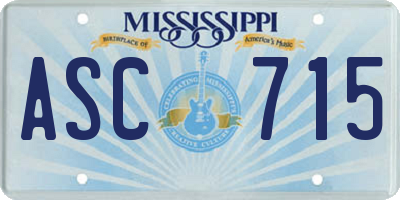 MS license plate ASC715