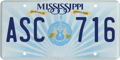 MS license plate ASC716