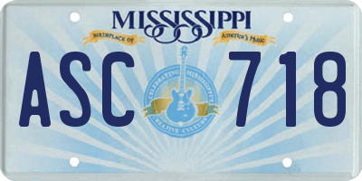 MS license plate ASC718