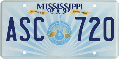 MS license plate ASC720