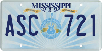 MS license plate ASC721