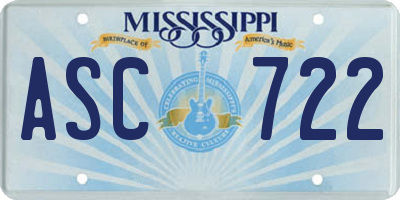 MS license plate ASC722