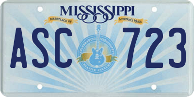 MS license plate ASC723
