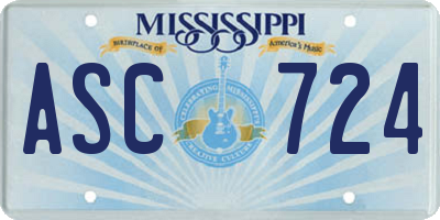 MS license plate ASC724