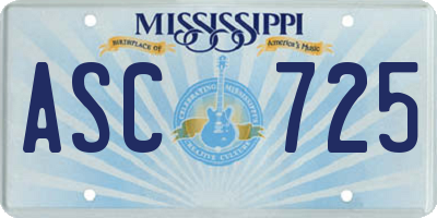 MS license plate ASC725