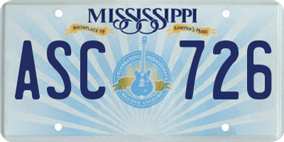 MS license plate ASC726