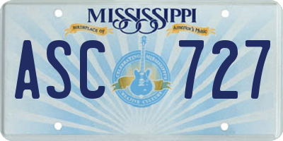 MS license plate ASC727