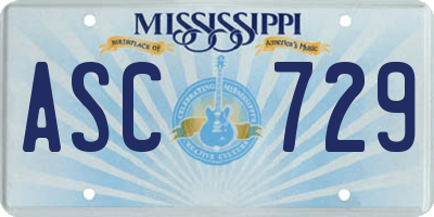 MS license plate ASC729