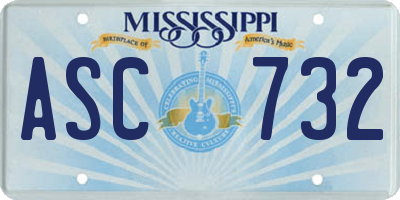 MS license plate ASC732